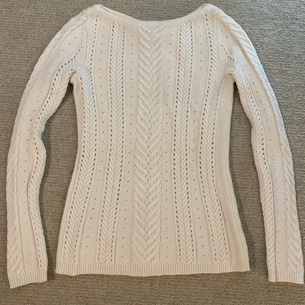 White House Black Market Cream Cable Cord sweater